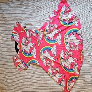 Bright Pink unicorn and rainbow skater dress